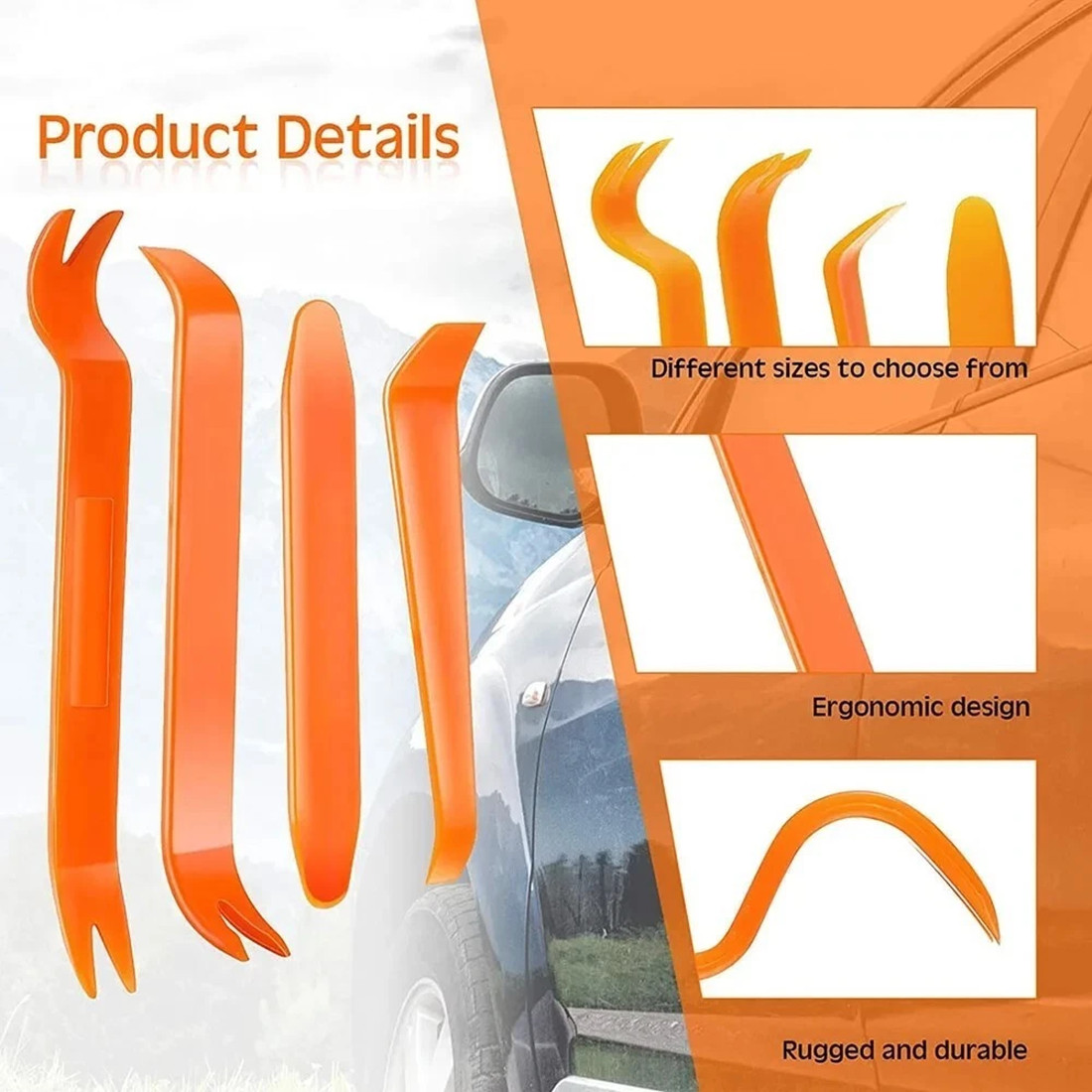 5 Auto Trim Removal Tool Kit Car Panel Door Window Fastener Remover Pry Tool Set