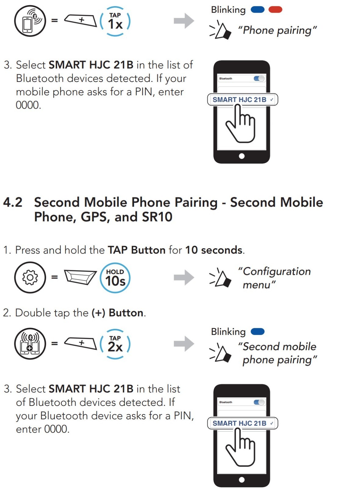 SMART HJC 21B SENA Bluetooth Communication System for HJC Helmets- SP132