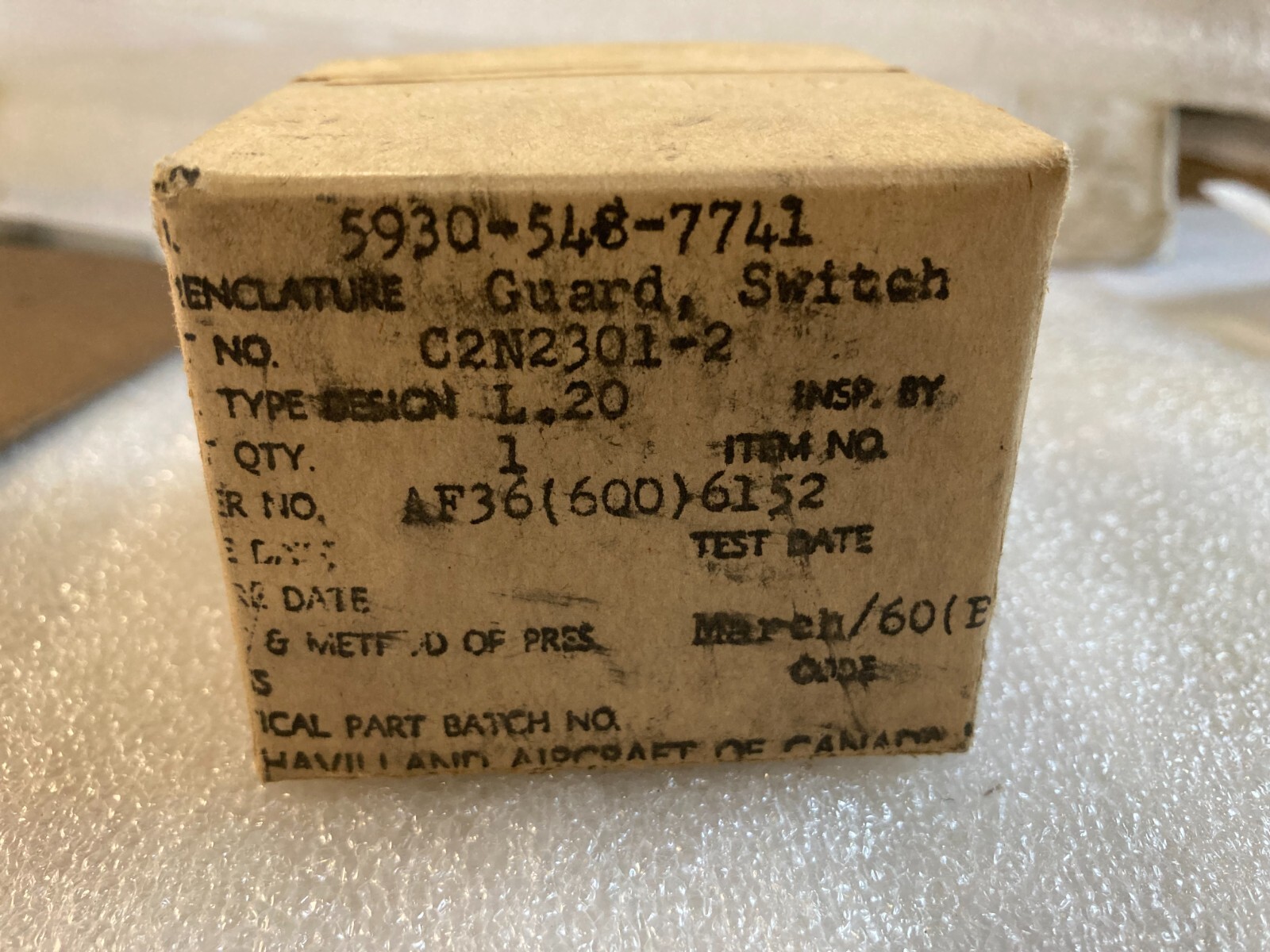 Dehavilland DHC-2 Beaver Switch Guard C2N2301-2 S/A AN3028-1 SA MS25224-1 New