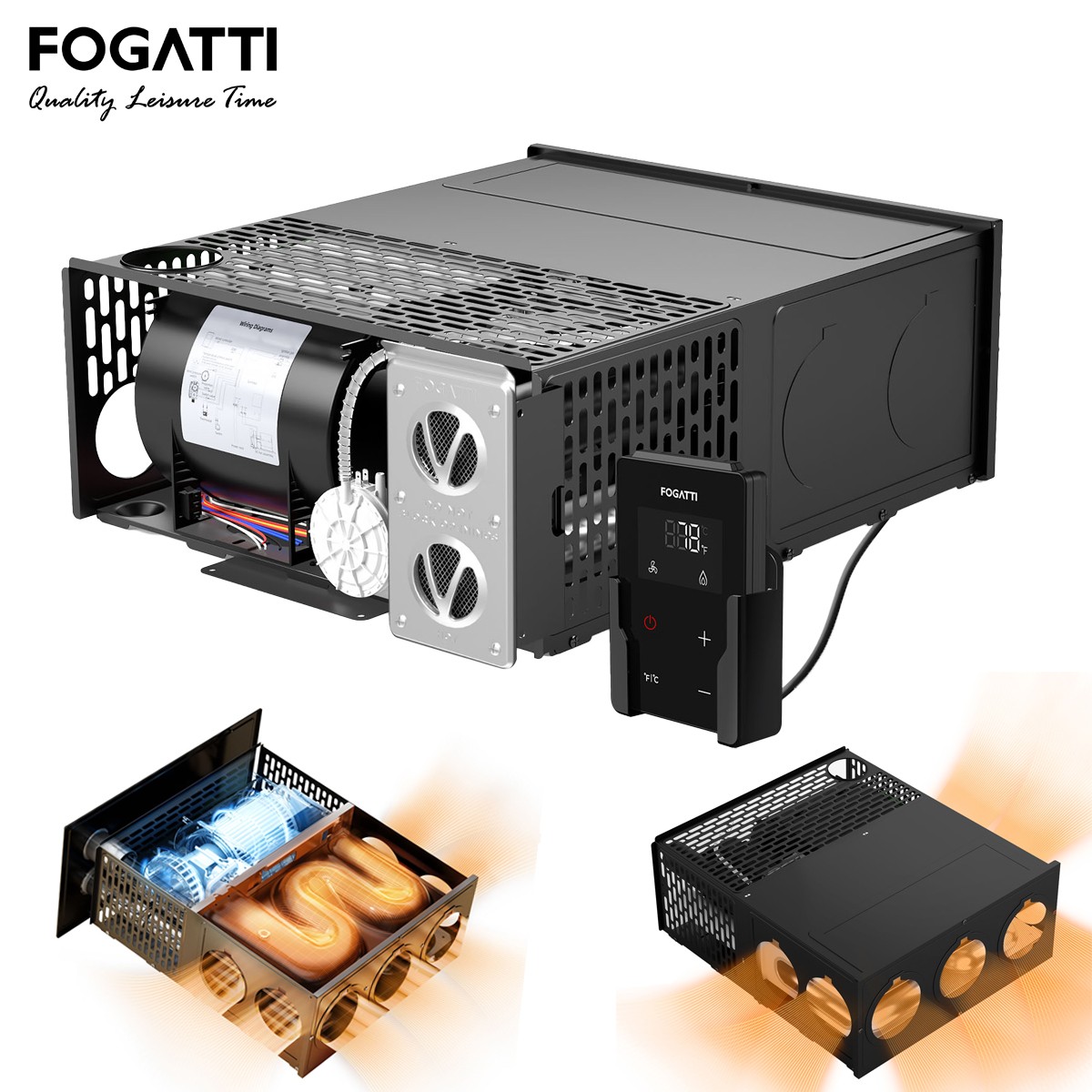 FOGATTI 25,000 BTU RV Furnace w/Thermostat Vertical Horizontal Vents RV Heater