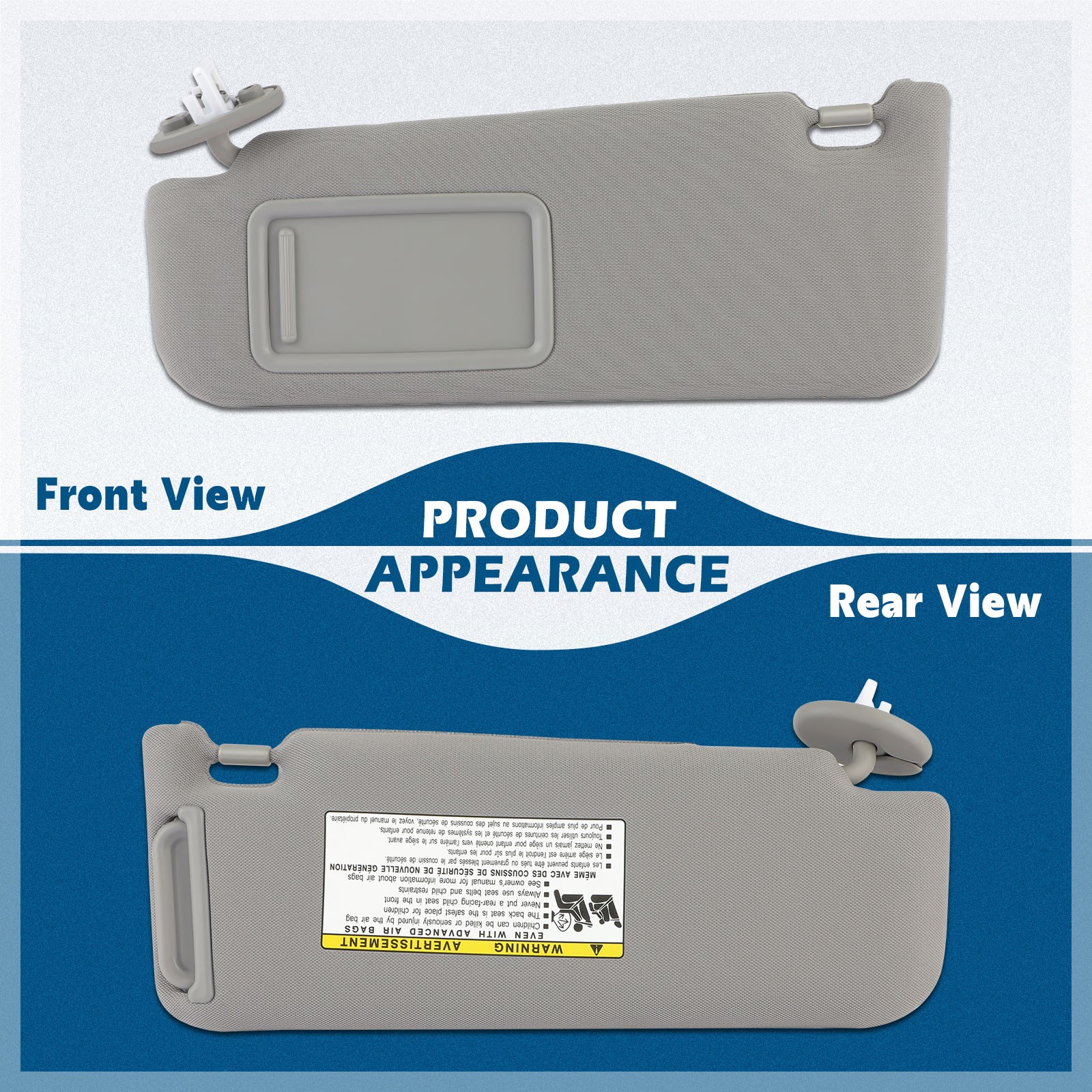 Gray Left Driver Side Sun Visor W/ Sunroof For 2012-2017 Toyota Camry 2.5L 3.5L
