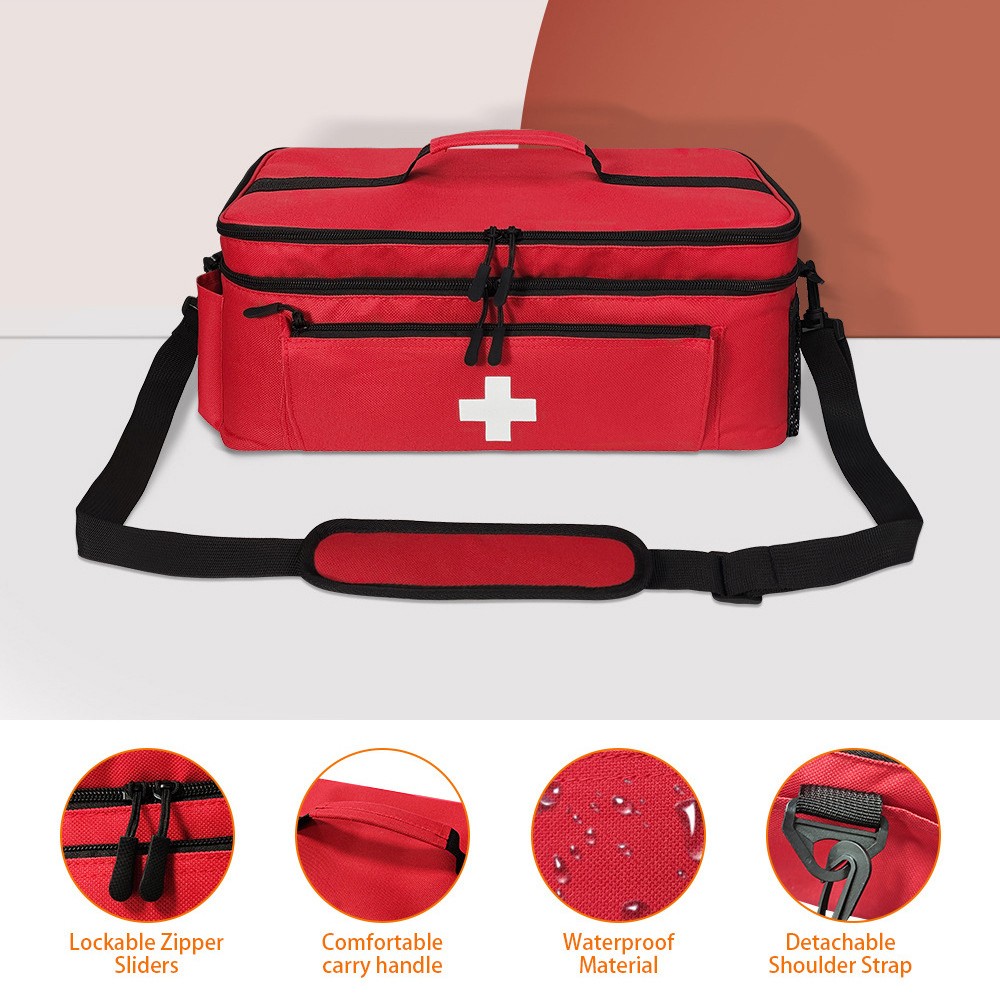 First Aid Bag Empty Secure Bottle Holder Storage Pouch Travel Medicine Organizer