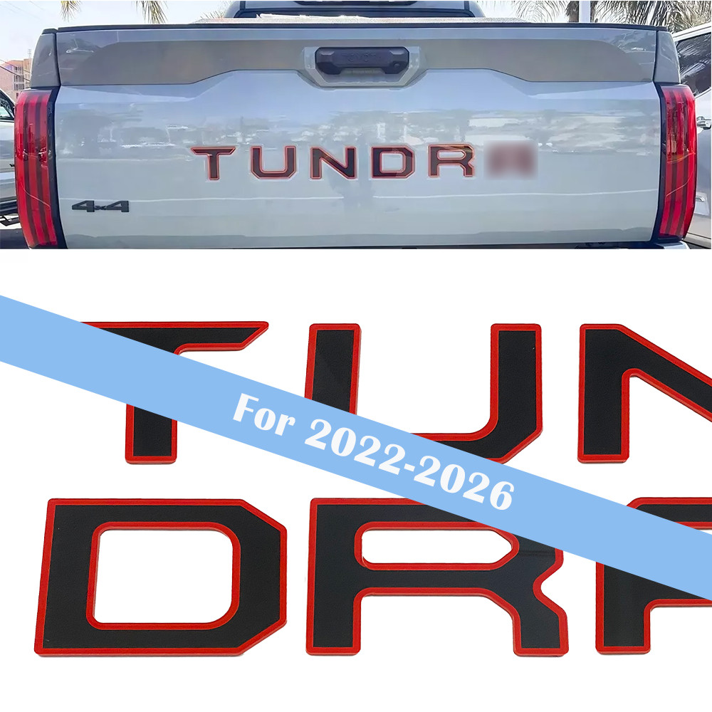 Gloss Black Red Rear Emblem Decal for 2022 23 24 25 26 TUNDRA Tailgate Letters