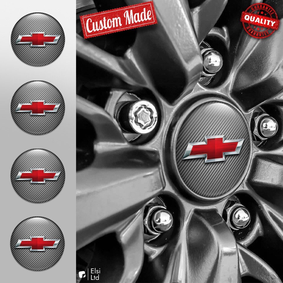 Chevrolet Decals | 4pcs Set Wheel Cap Stickers | Custom Made Rim Emblems
