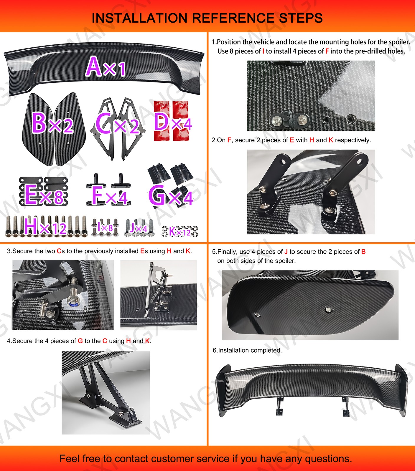 Universal 47 Inch GT Style Adjustable Rear Trunk Spoiler Wing Glossy Black – ABS
