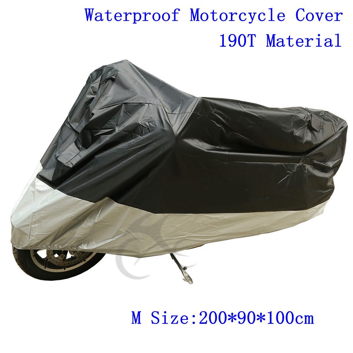 Black Silver Rain Waterproof Motorcycle Cover Small Scooter Cover Medium Size