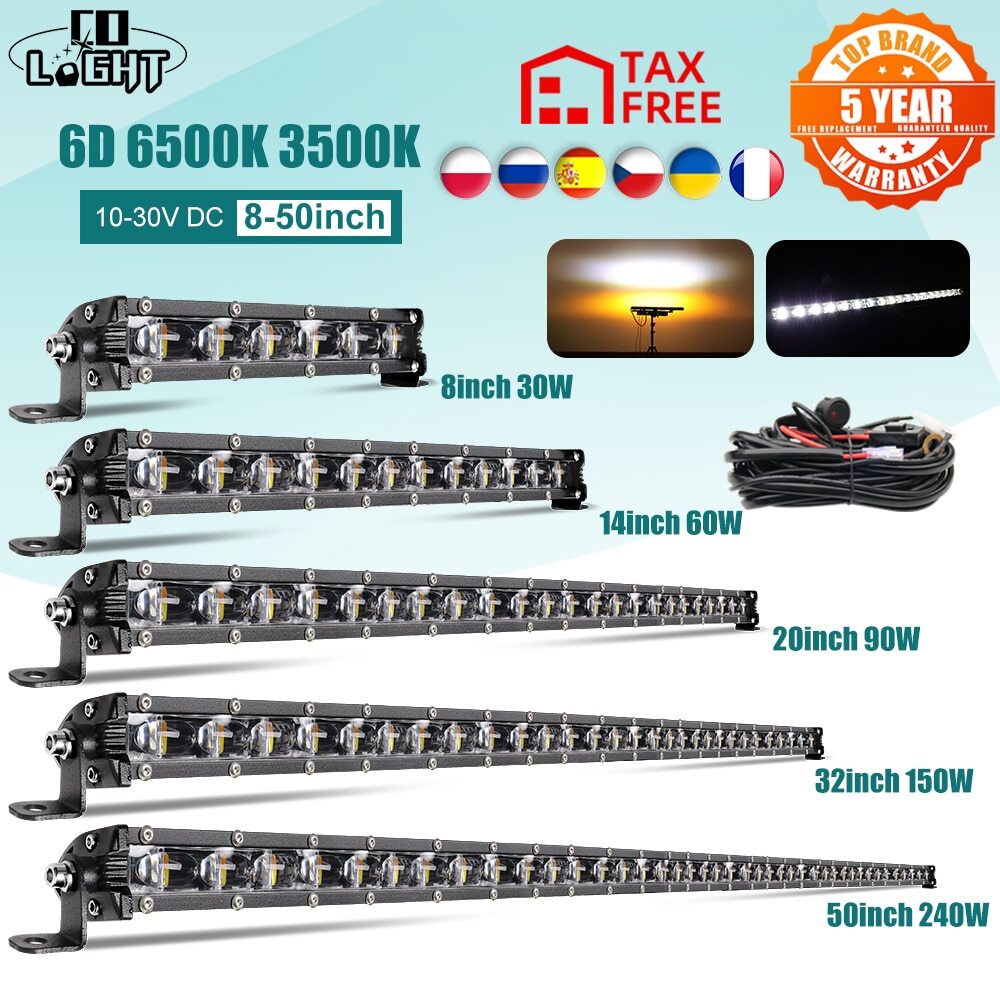 8/14/20/26/32/38/50 Offroad Led Light Bar Spot Flood Strobe for SUV ATV Fog Lamp