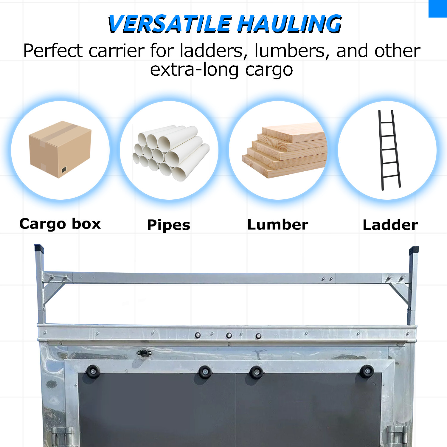 For Open & Enclosed Trailers Cargo Vans Adjustable Aluminum Ladder Roof Racks