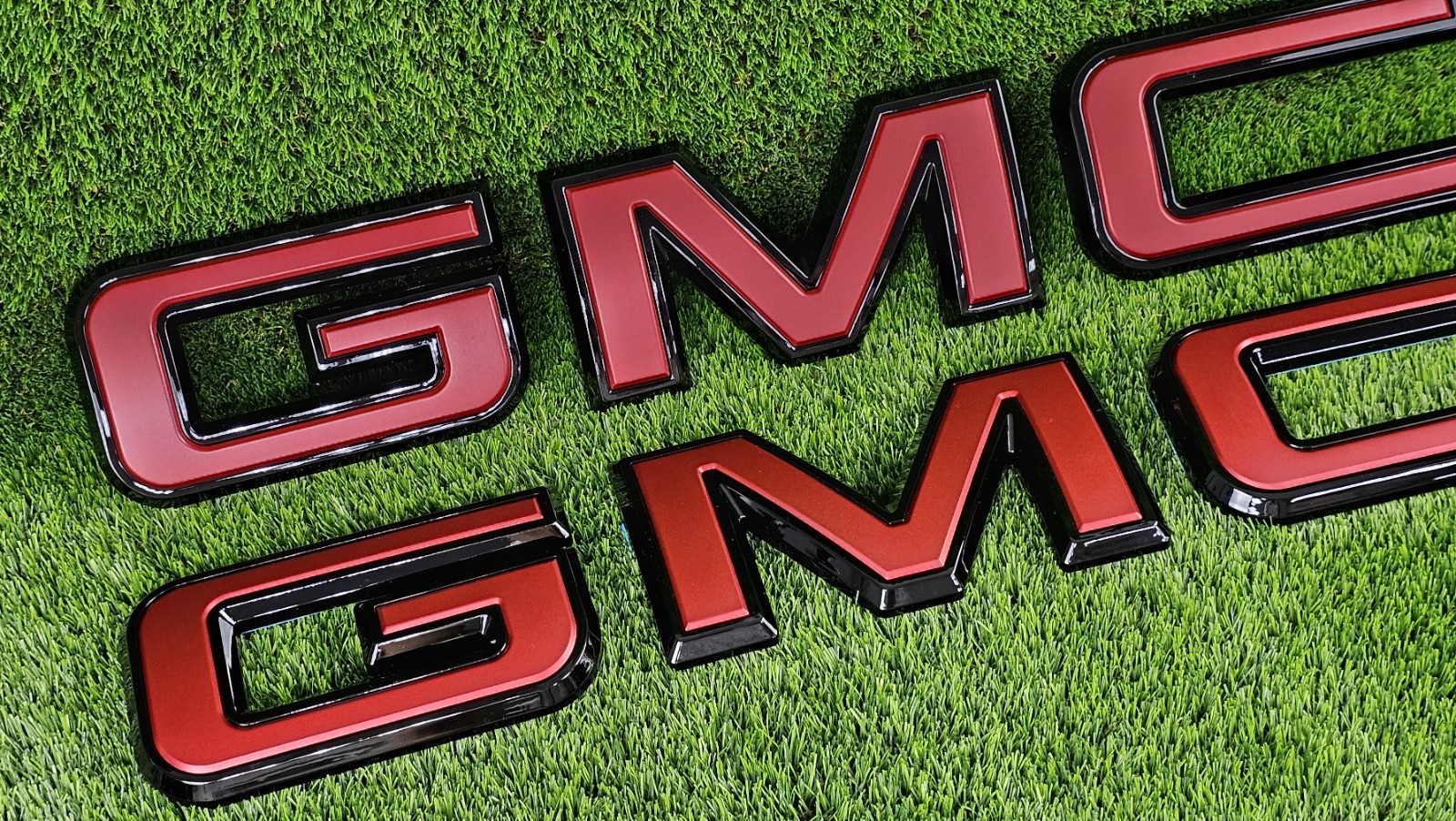 Fit for 2019-2025 GMC Sierra 1500 2500HD 3500HD Front & Rear Emblem Black & RED