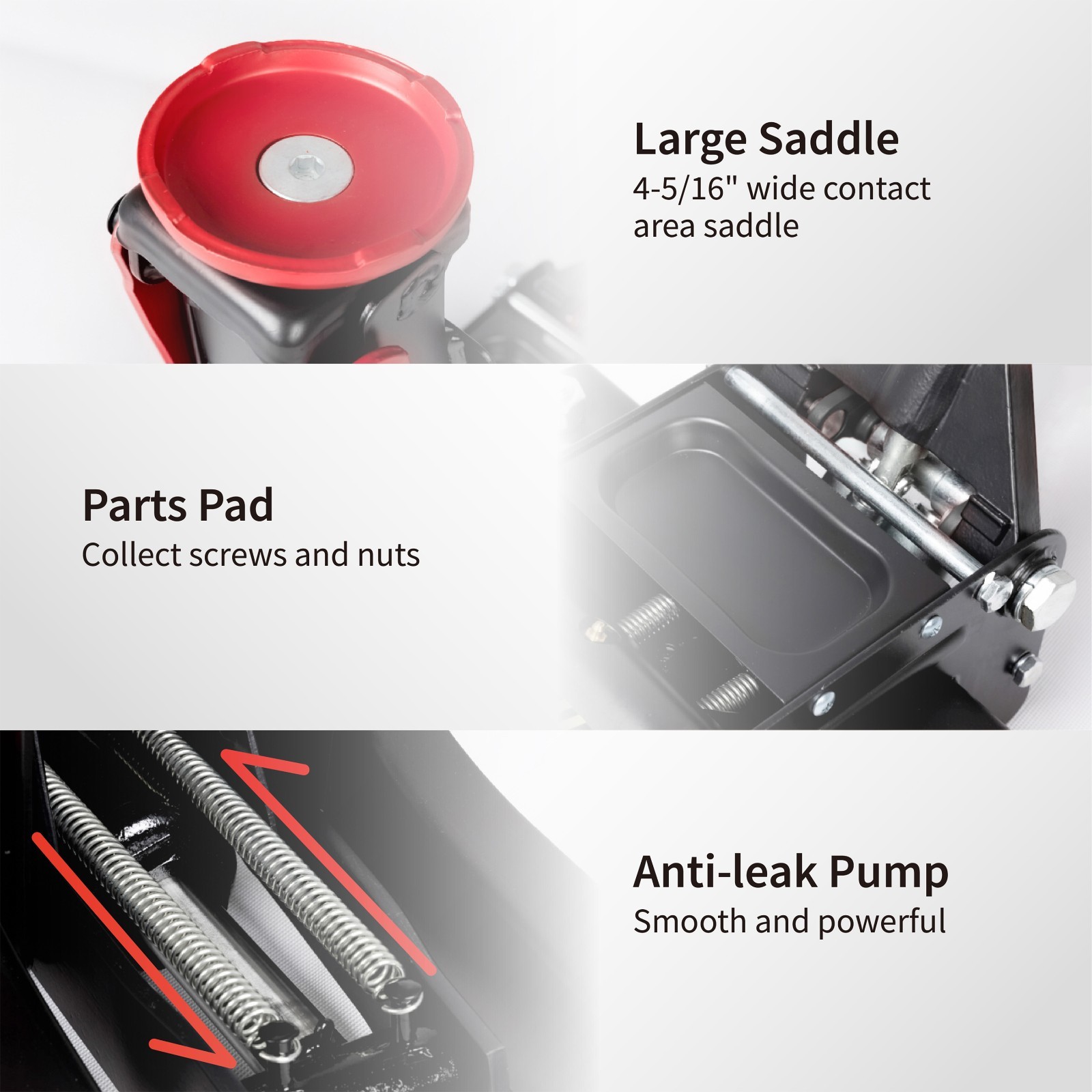 3 Ton Floor Jack Low Profile Rapid Dual Pistons Pump 2.9” To 19.9”, Red