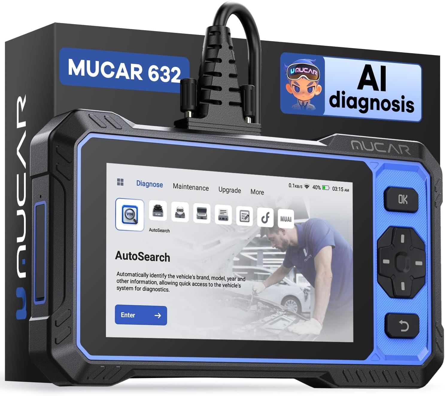 🔥MUCAR 632 OBD2 Scanner Engine ABS SRS SAS AT TPMS EPB Car Diagnostic Scan Tool