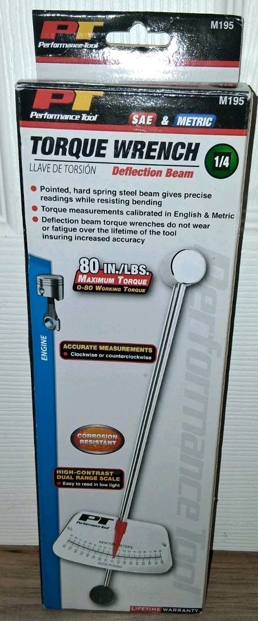 Performance Tool M195 1/4′ DR 0-60 Deflection Beam Automotive Tool In Box New!