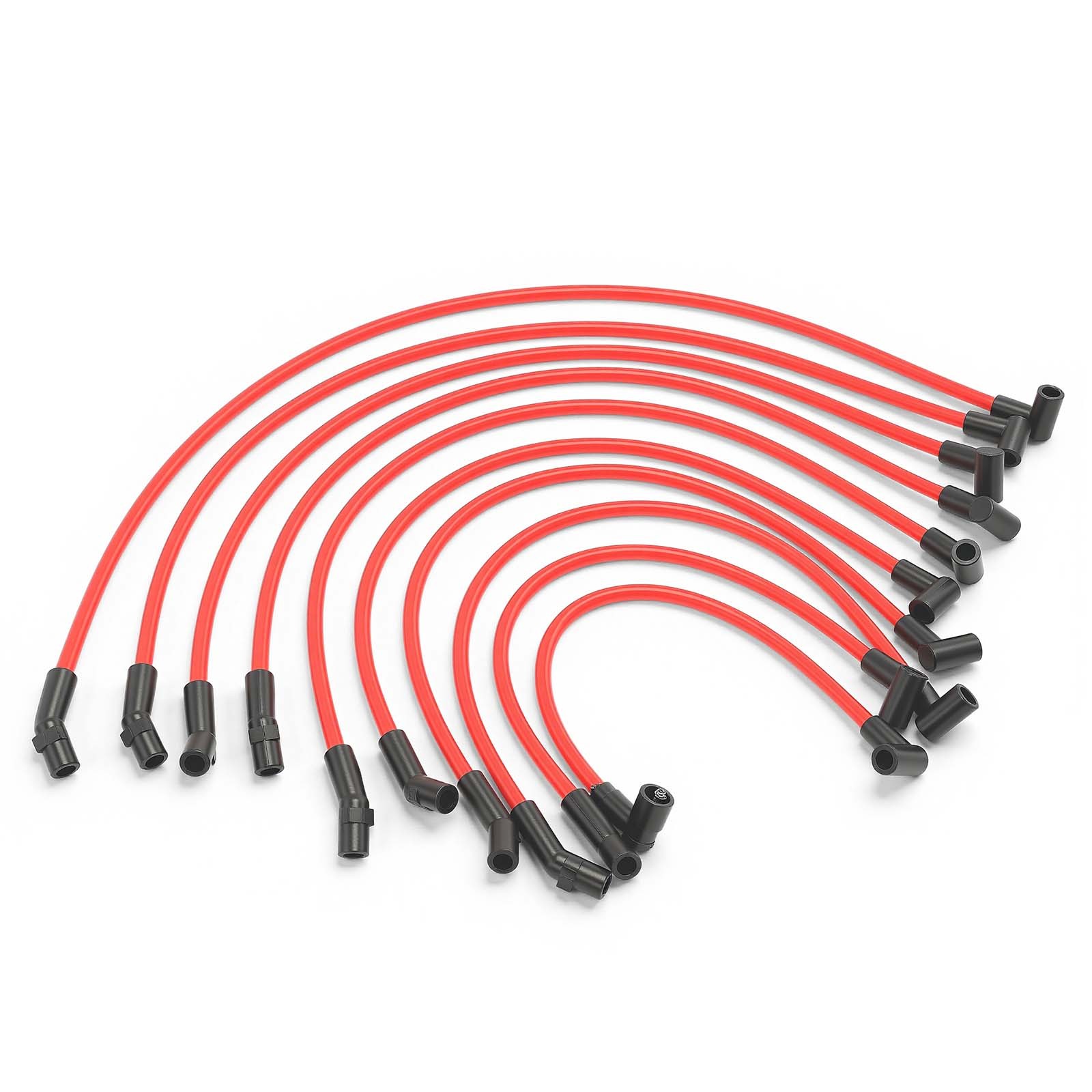 10Pcs Red Spark Plug Wire Set for Ford F-150 1979-1995 Mustang V8 5.0L 10.5mm