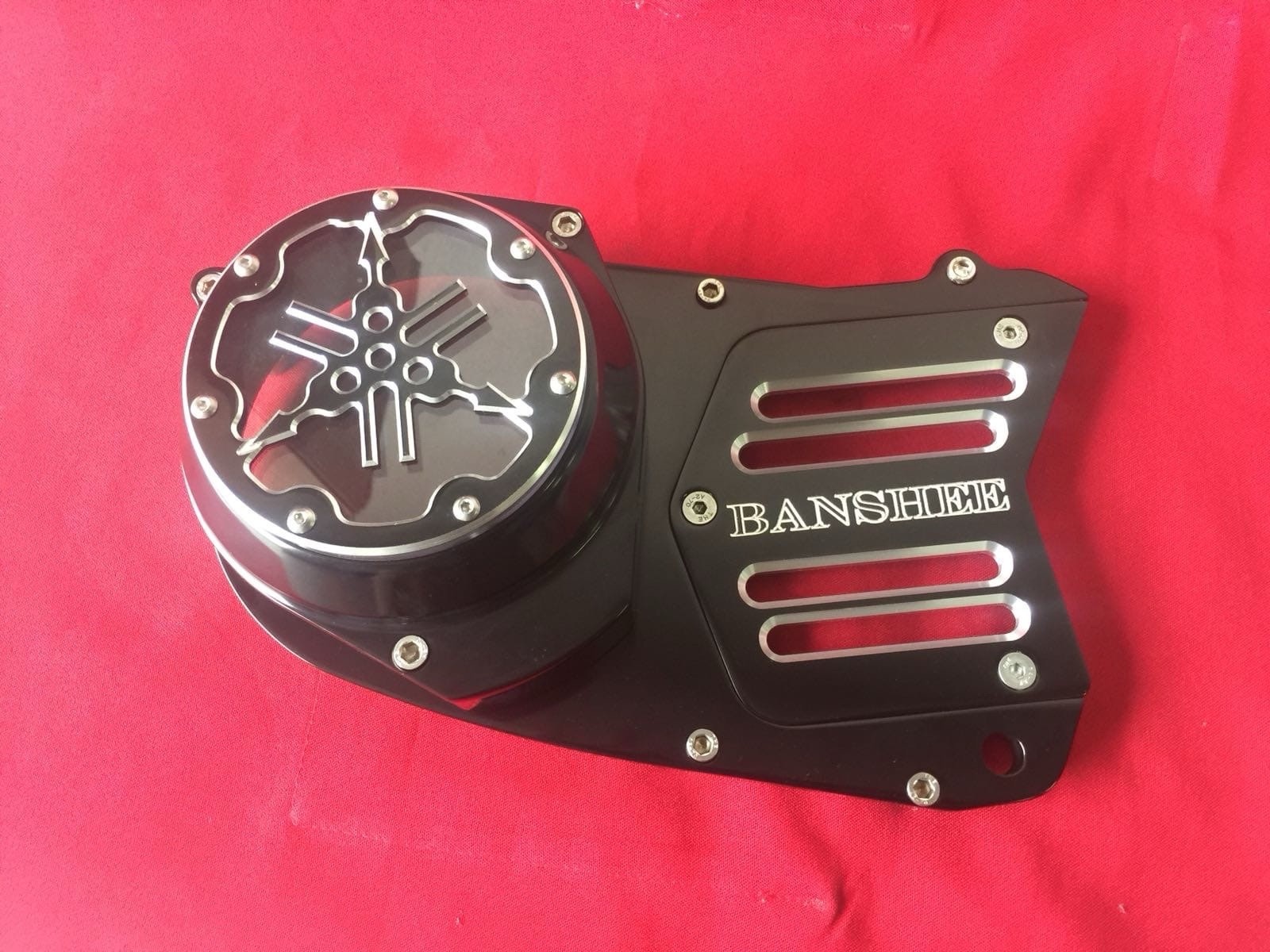 Yamaha Banshee YFZ 350 ATV Billet Stator Cover Black Anodized 4 Slots Design