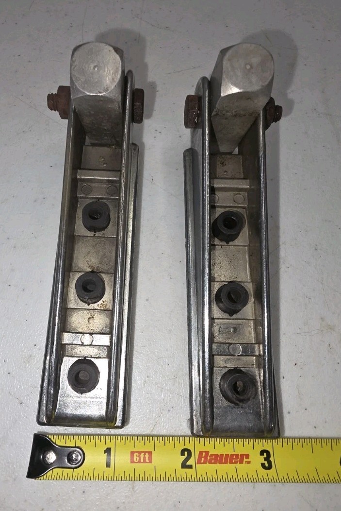 Vintage Rectangular Folding Motorcycle Footpegs Chrome 10mm Metric Pair