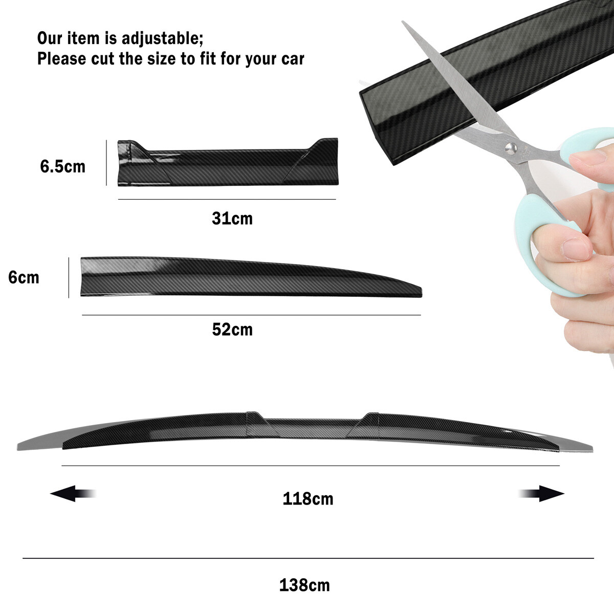 For Hyundai Sonata Sedan 2000-2023 Adjustable Rear Trunk Spoiler Lip Tail Wing