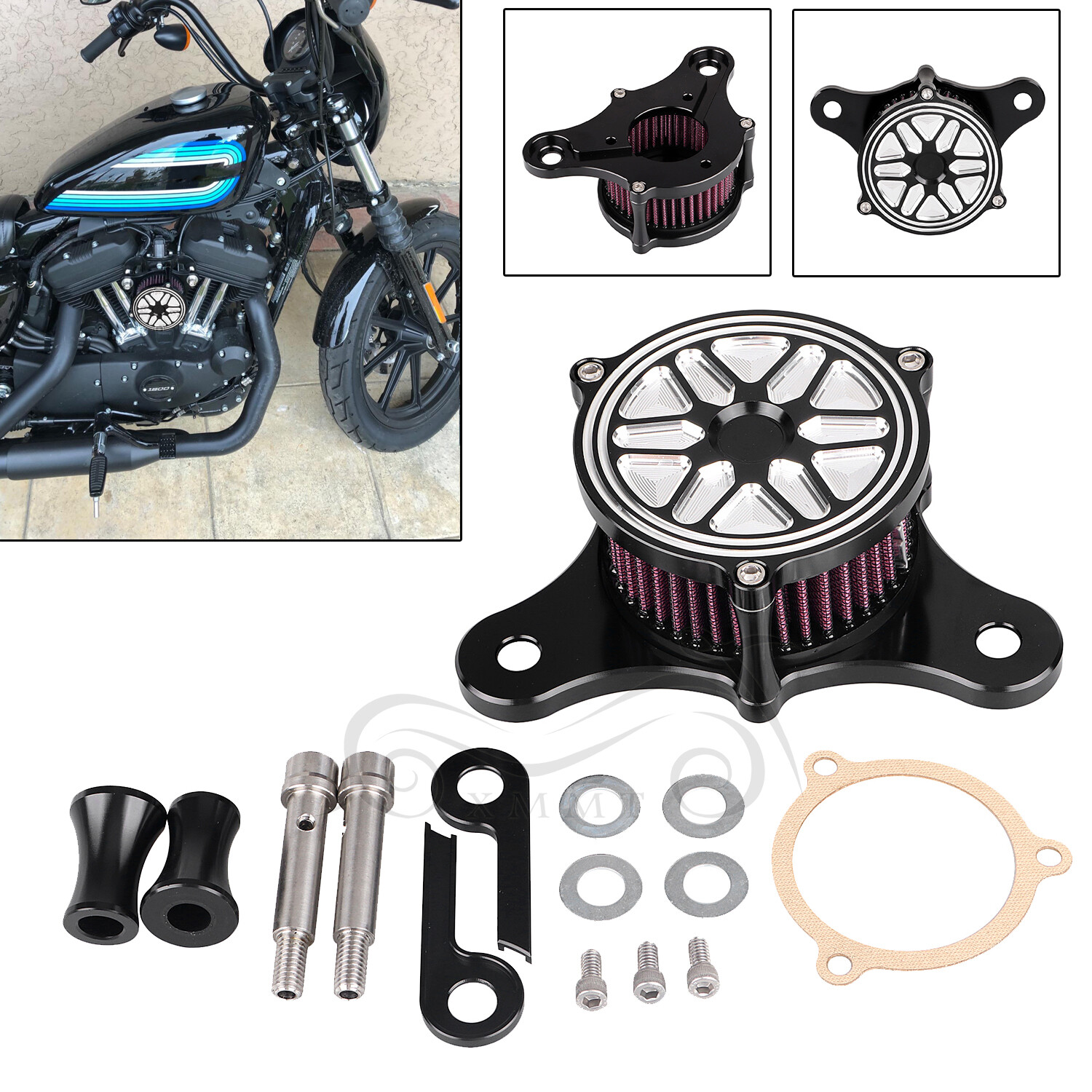 Chrome CNC Cut Air Cleaner Intake Filter For Harley Touring 08-16 Electra Glide