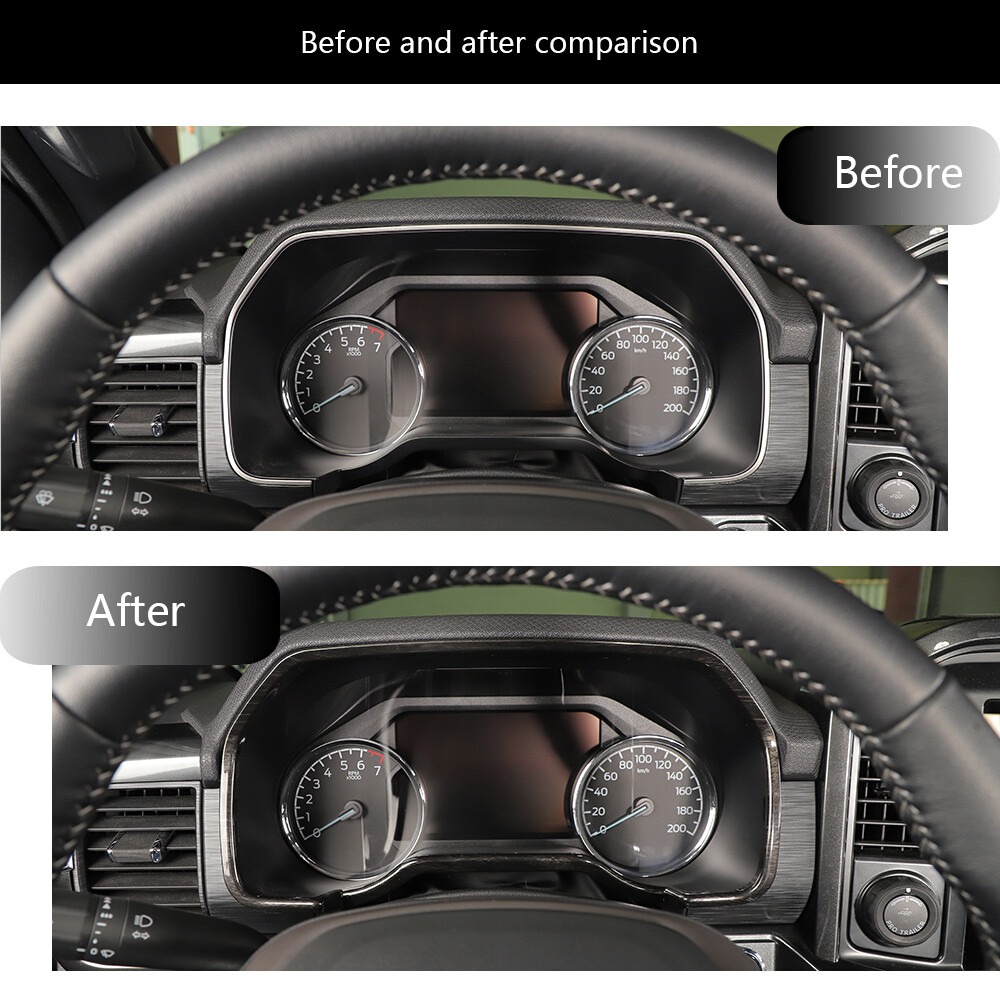 Center Dashboard Panel Frame Meter Cover Trim for Ford F150 21+ Black Wood Grain