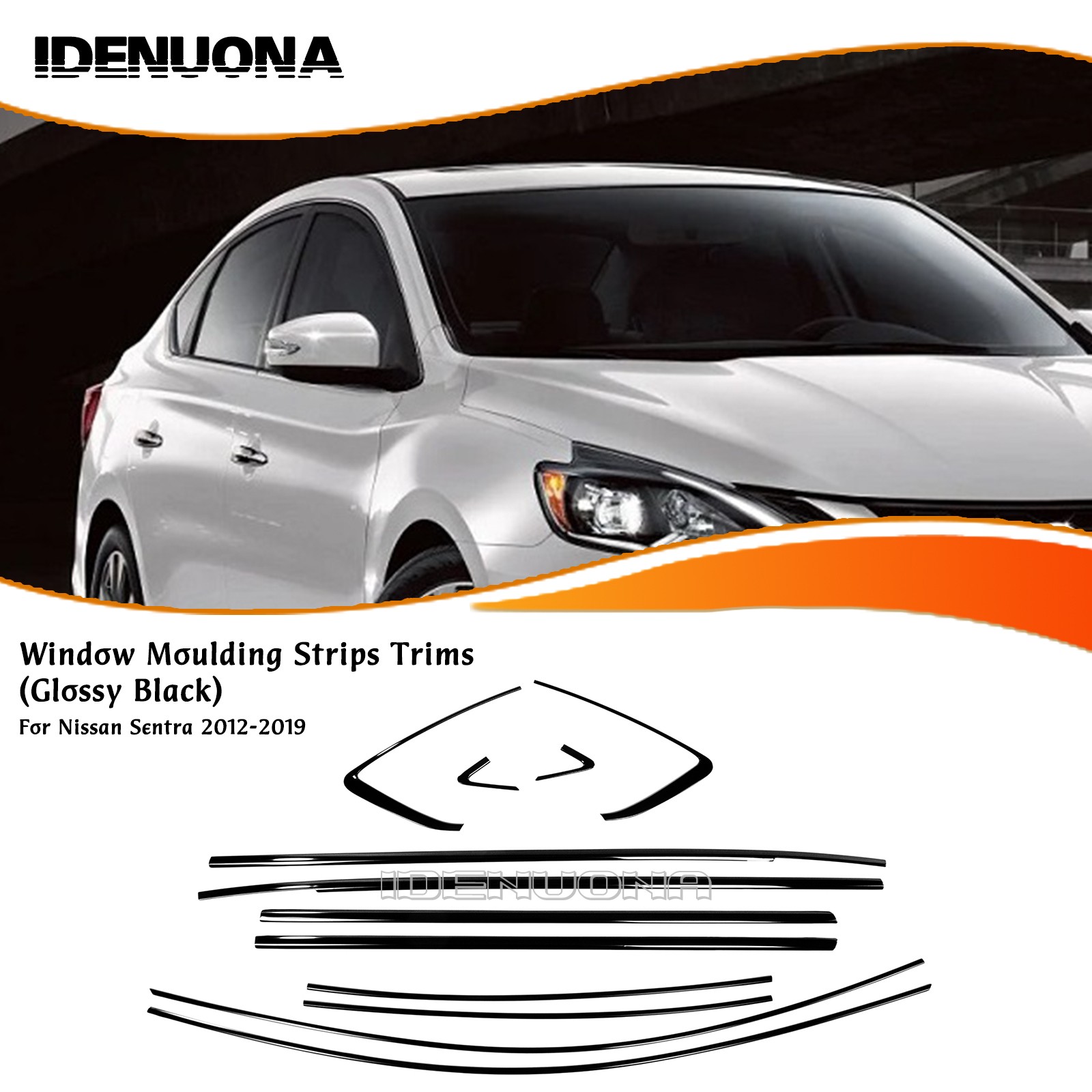 12x Window Strip Cover Trims Moulding Strip For Nissan Sentra 12-19 Gloss Black