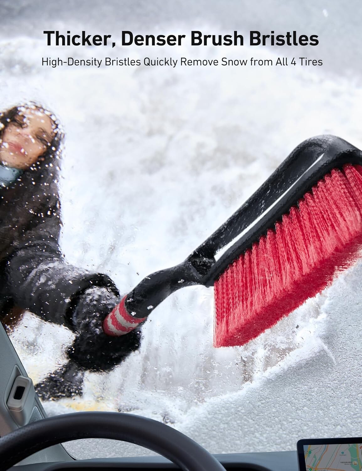 AstroAI 27” Snow Brush & Ice Scraper | Detachable, Foam Grip for Cars & SUVs