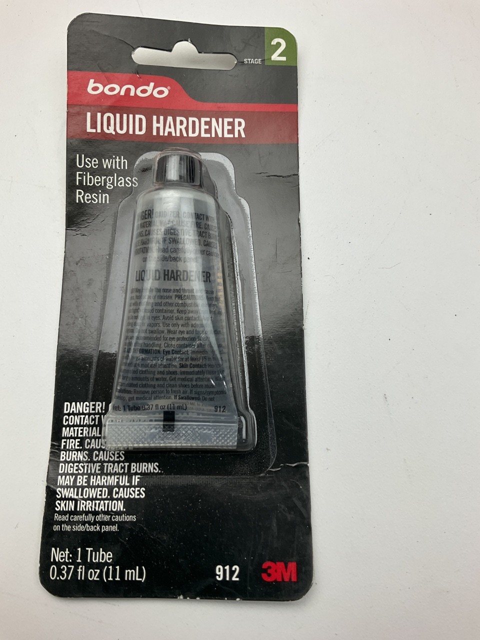 3M 912 LIQUID HARDENER For FIBERGLASS RESIN-Body Repair System STAGE-2 .37FL OZ