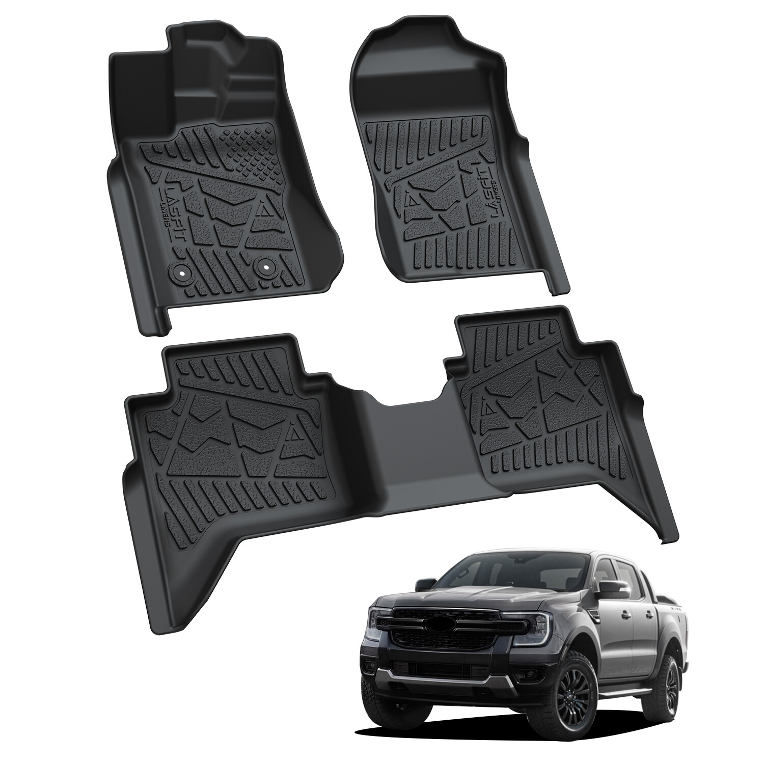Floor Mats for Ford Ranger 2024 2025 Custom Floor Liner Protection 1st & 2nd Row