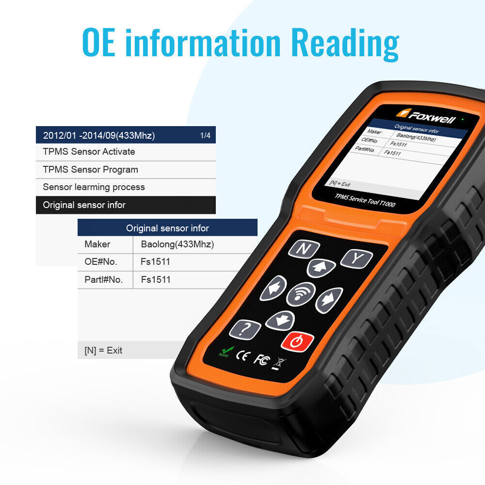 FOXWELL T1000 TPMS Programming Activate Reset Tires Sensor Pressure Monitoring