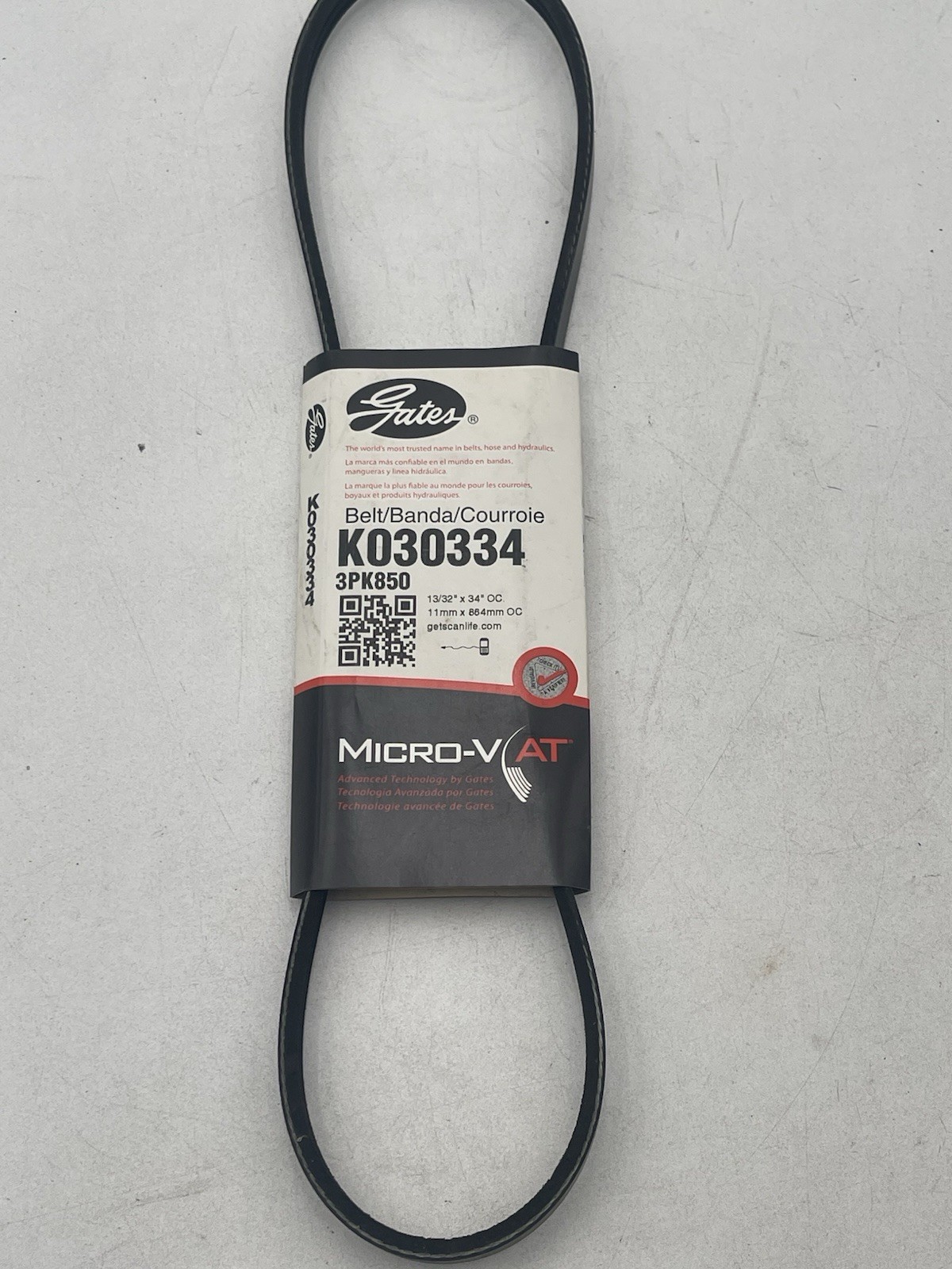 Gates Micro-V Serpentine Belt 3 Rib 34 Inch – K030334