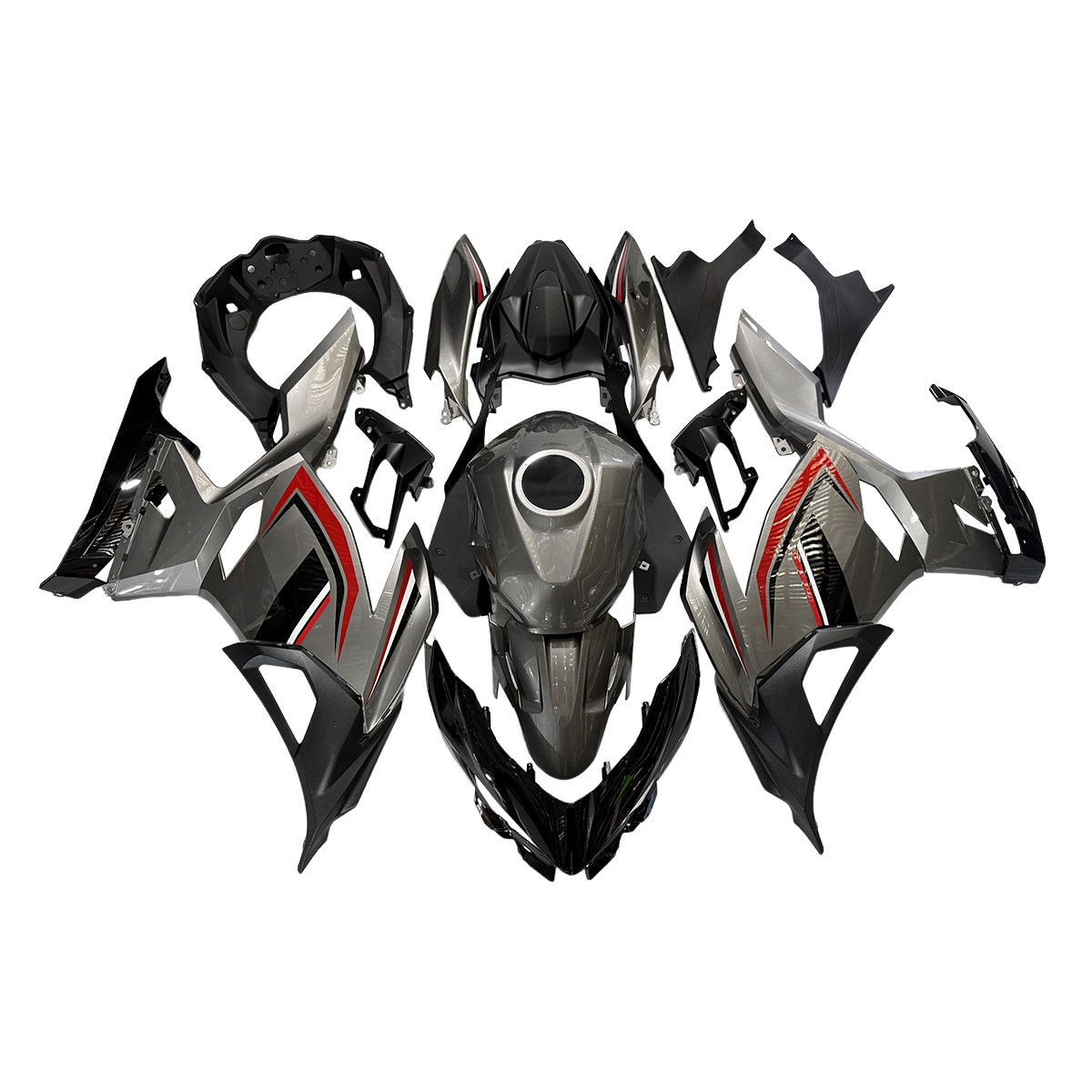 Red Silver Black Fairing Kit For Kawasaki Ninja 400 2018-2023 EX400 ABS Bodywork