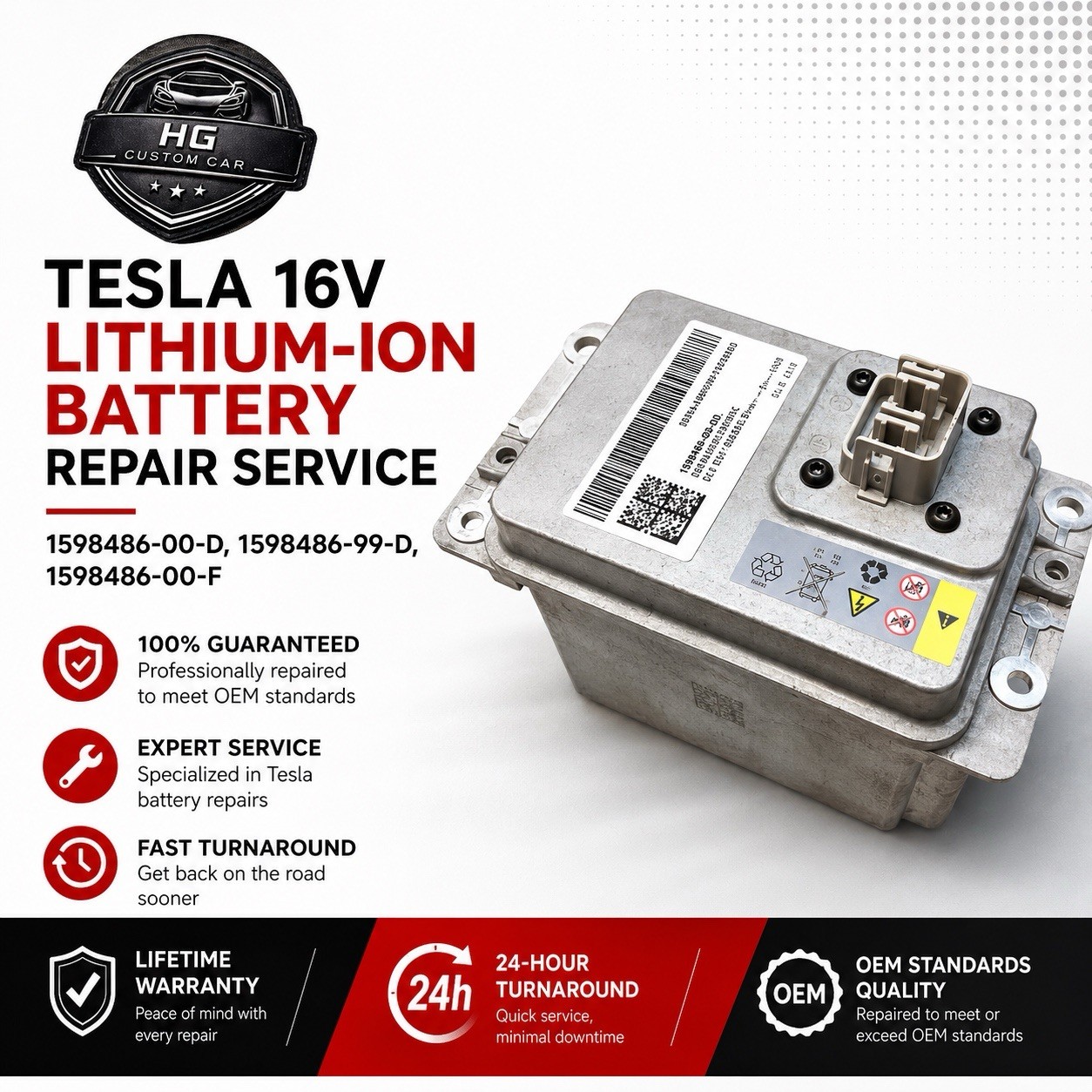 Tesla 1598486-00-D Battery Reset Repair Service 1598486-99-D, 1598486-00-F