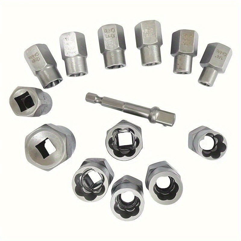 Impact Nut & Bolt Remover Set 3/8″ Bolt Extractor Tool Socket Kit With Case 14pc
