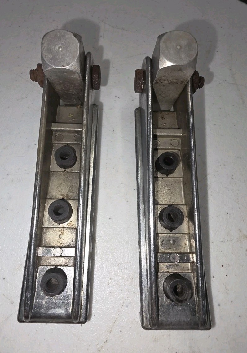 Vintage Rectangular Folding Motorcycle Footpegs Chrome 10mm Metric Pair
