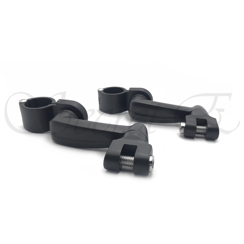 Black 360 Adjustable Highway FootPeg Mounting Kit For 1.5″ Harley Engine Guard