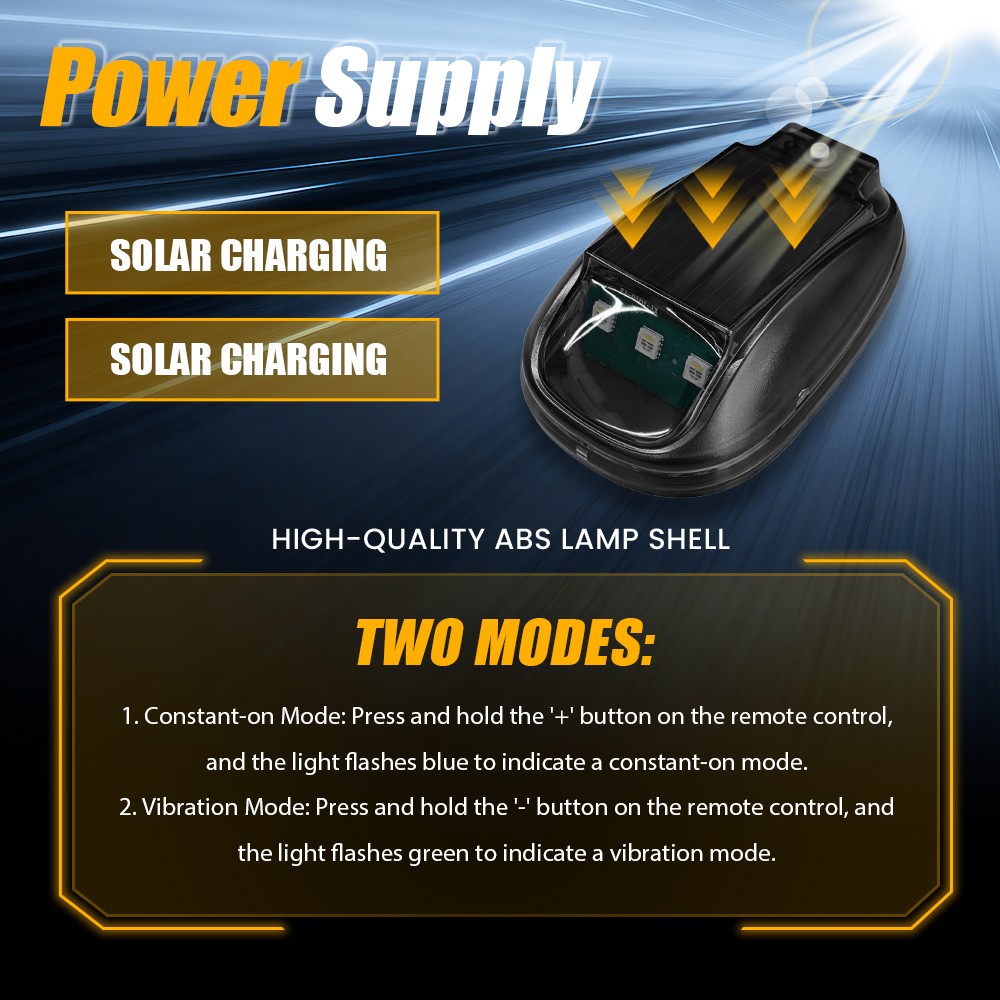 Solar Powered RGB LED Cab Lights Replacement For Truck Trailer 2PcsB-C Charging