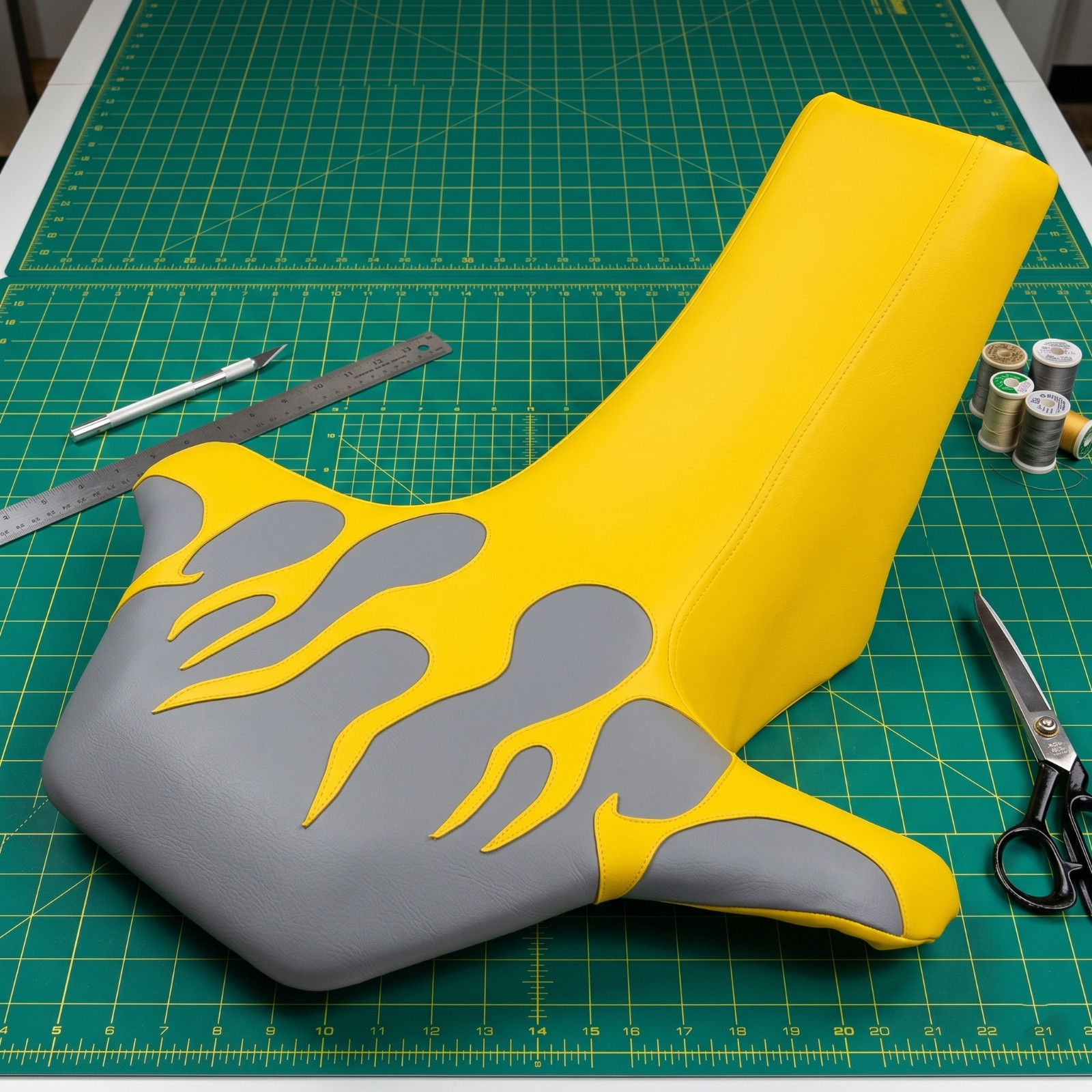 Suzuki LT500R Quadracer Seat Cover Gray Yellow Color Vinyl Seat Cover