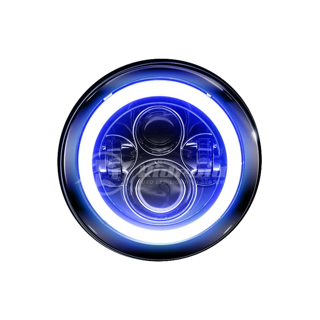 7″ LED Headlight Blue DRL Turn Light For Harley Cafe Racer & Indian Motorcycle