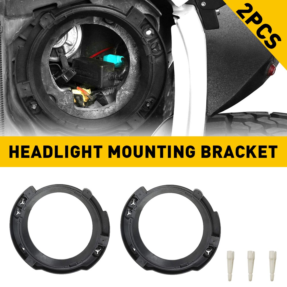 8.15″ Headlight Mounting Bracket Ring Black Round for Jeep Wrangler JK JKU 07-17