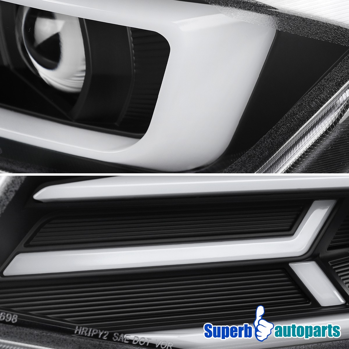 For 2016-2018 Chevy Camaro LED DRL Black Projector Headlights Sequential Signal