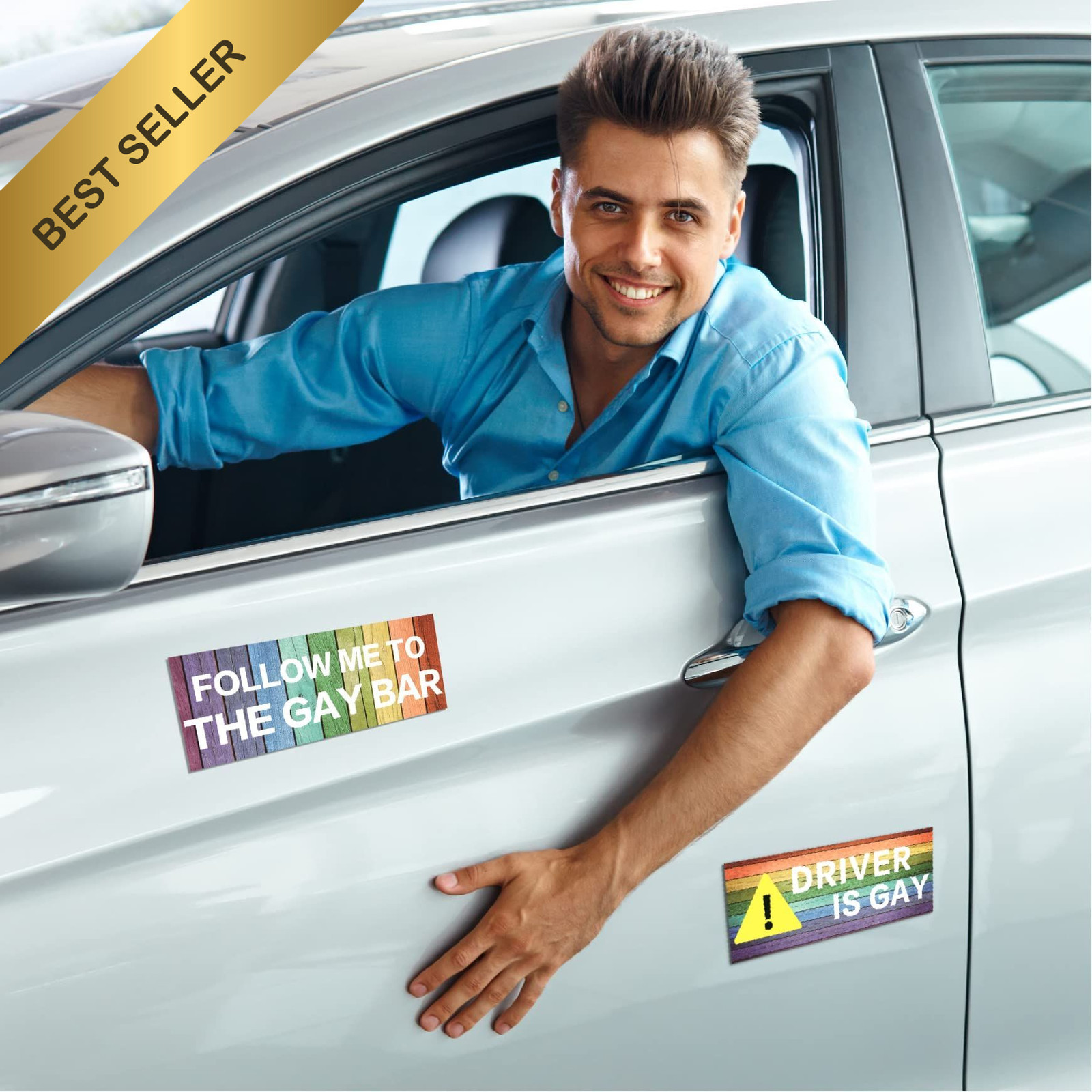 Frienda LGBT Rainbow Bumper Decals Magnetic Funny Prank Car Sticker Set 10 Pcs
