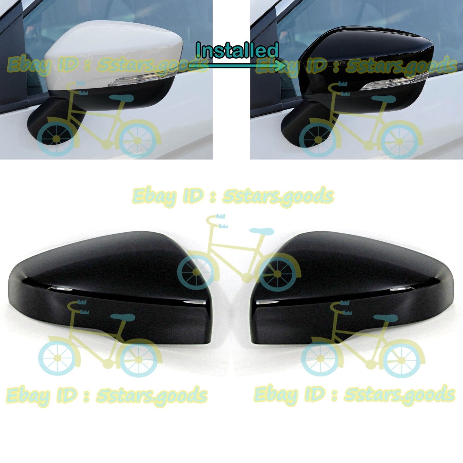 Glossy Pure Black Side Mirror Cover Trim For 2018-2026 Mitsubishi Eclipse Cross