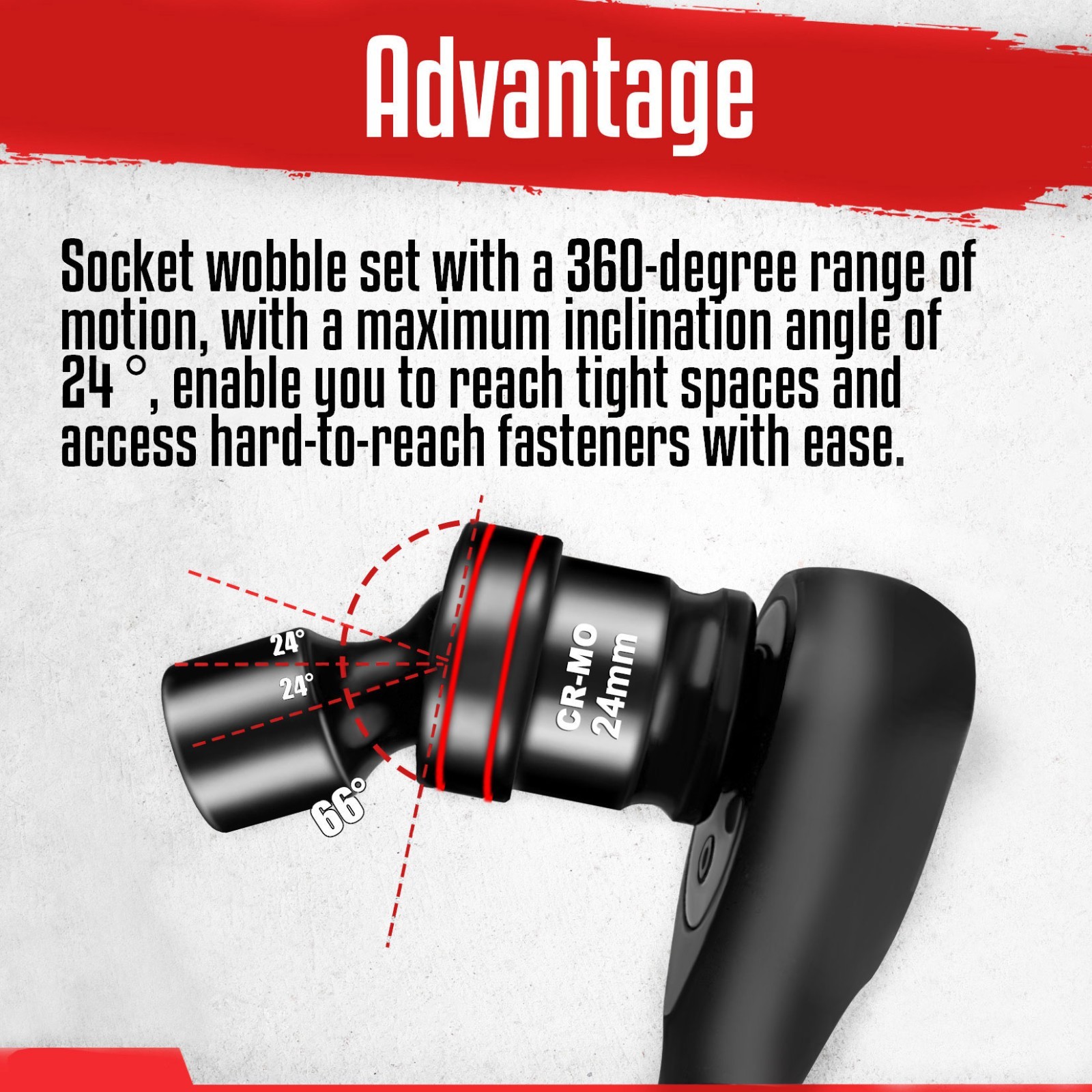 18-Piece 1/2″ Drive Shallow Impact Universal Joint Metric Swivel Socket Set