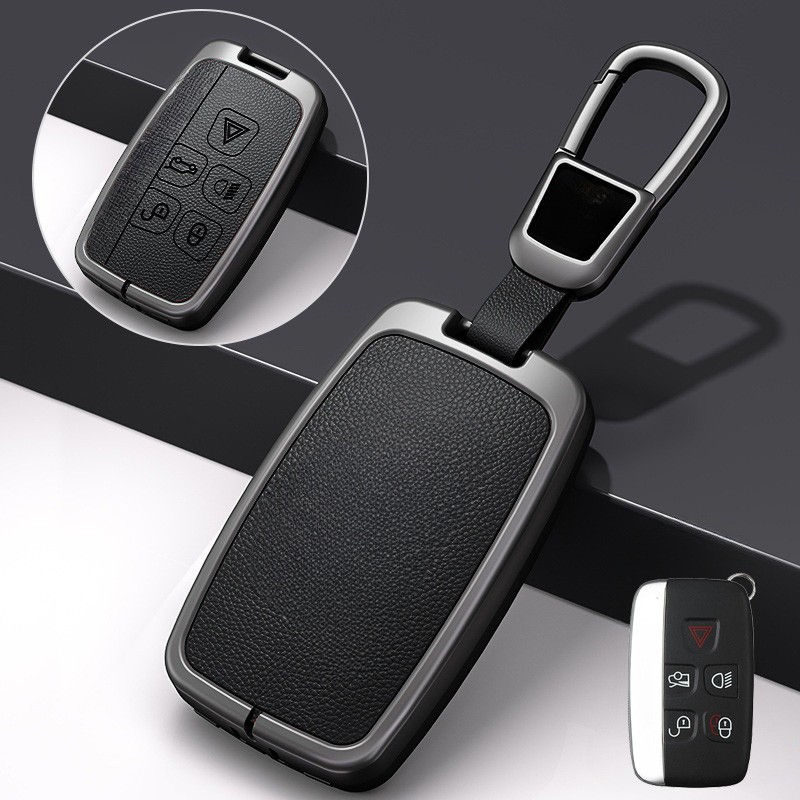 Zinc Alloy Leather Car Smart Key Fob Cover Case Holder For Jaguar XE XF XJ XJL