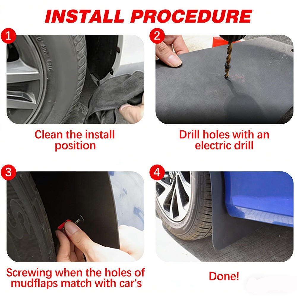 4 Pcs Red Rally Racing Flexible Mud Flaps Splash Guard For Chevrolet Monte Carlo