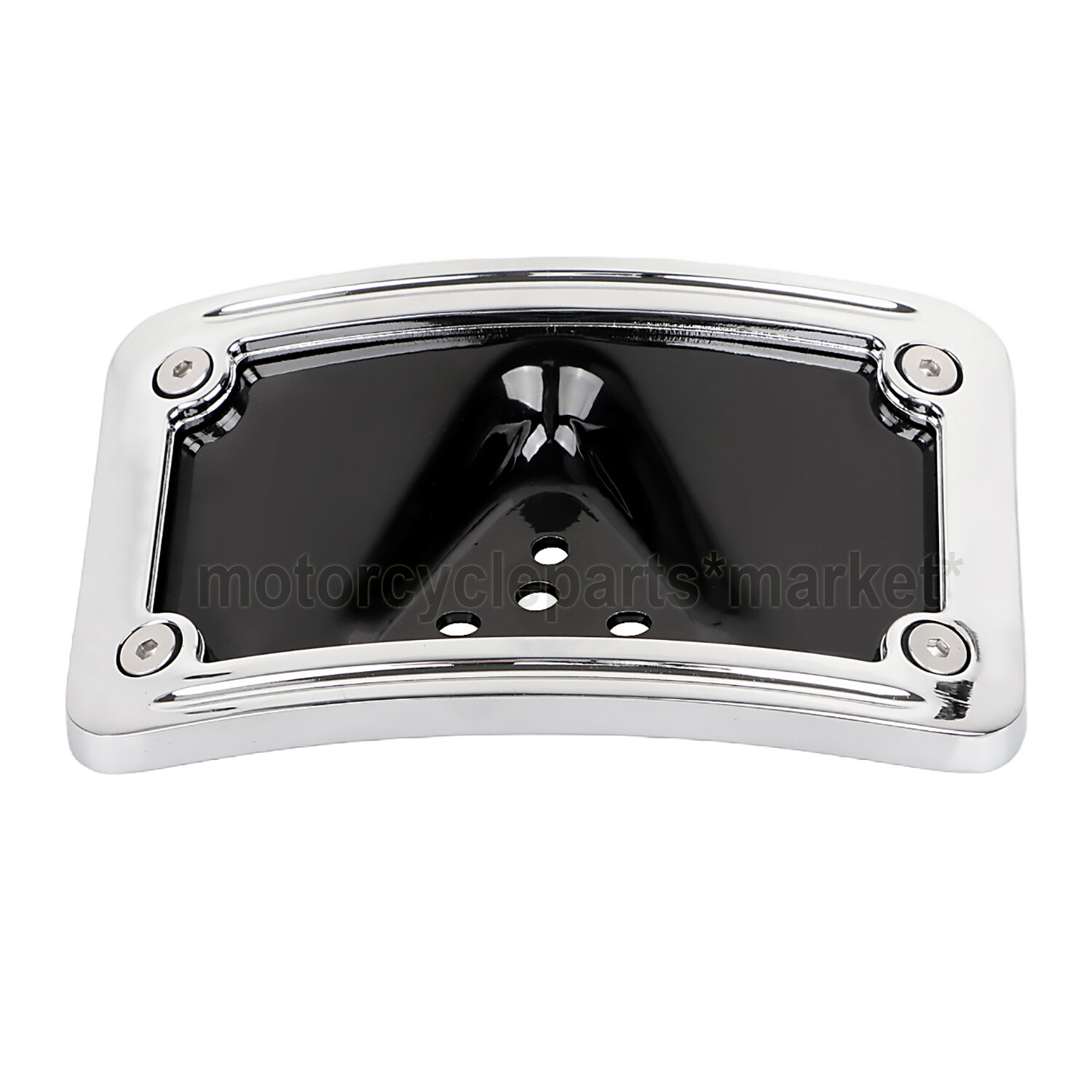 Chrome CNC Curved Laydown License Plate w/ Bracket For Harley Sportster XL Dyna