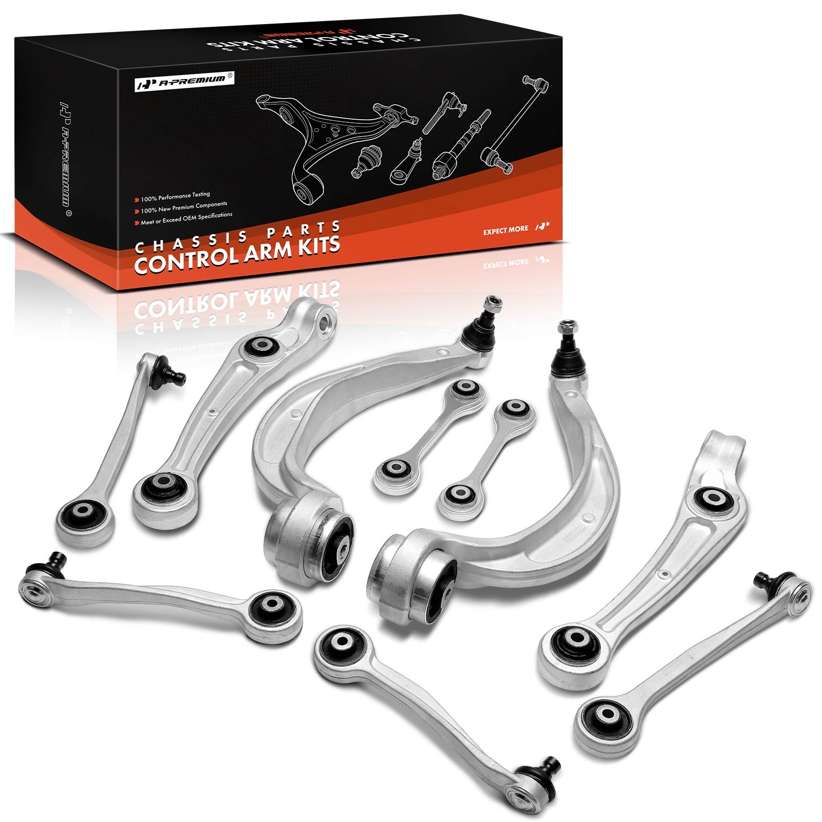 A-Premium 10x Control Arm with Ball Joint Sway Bar Link Front for Audi A4 S4 S5