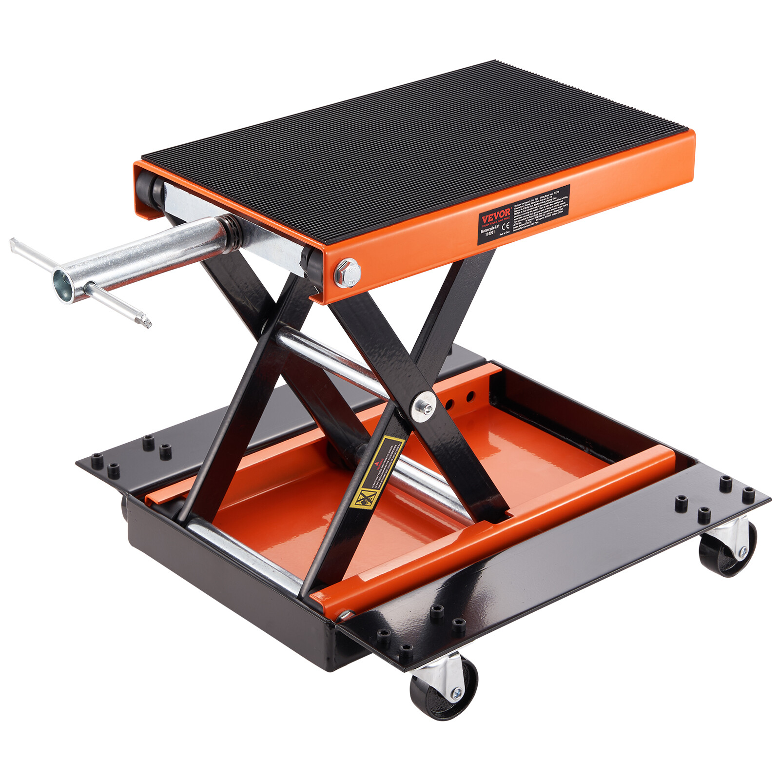 VEVOR Motorcycle Lift ATV Scissor Jack Dolly 1100 lbs Wide Deck & Hand Crank