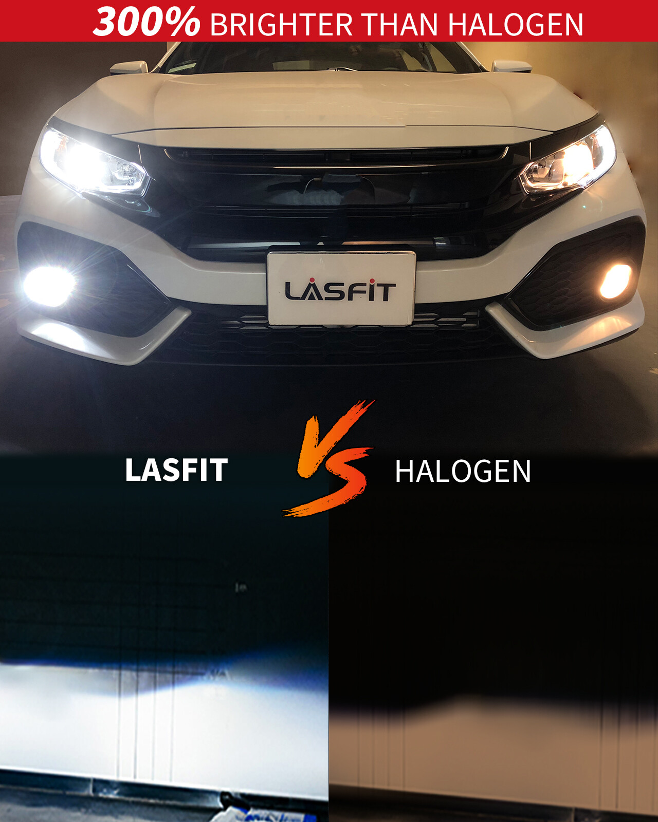 Lasfit H13 9008 LED Headlight Bulb High Low Beam 6000K 50W 5000LM Bright White