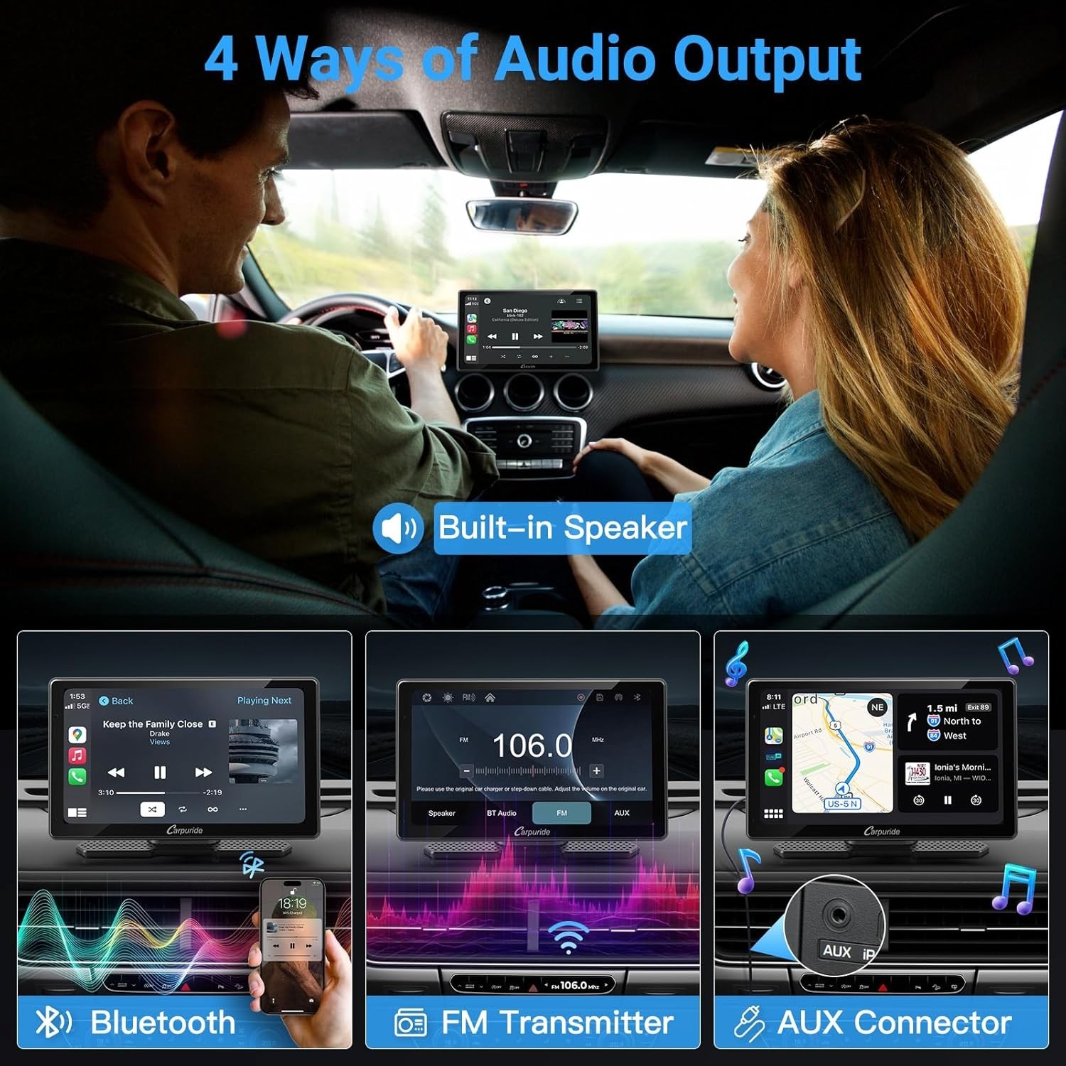 Carpuride W703 Wireless CarPlay Android Auto 4K Front Camera Super Link Stereo