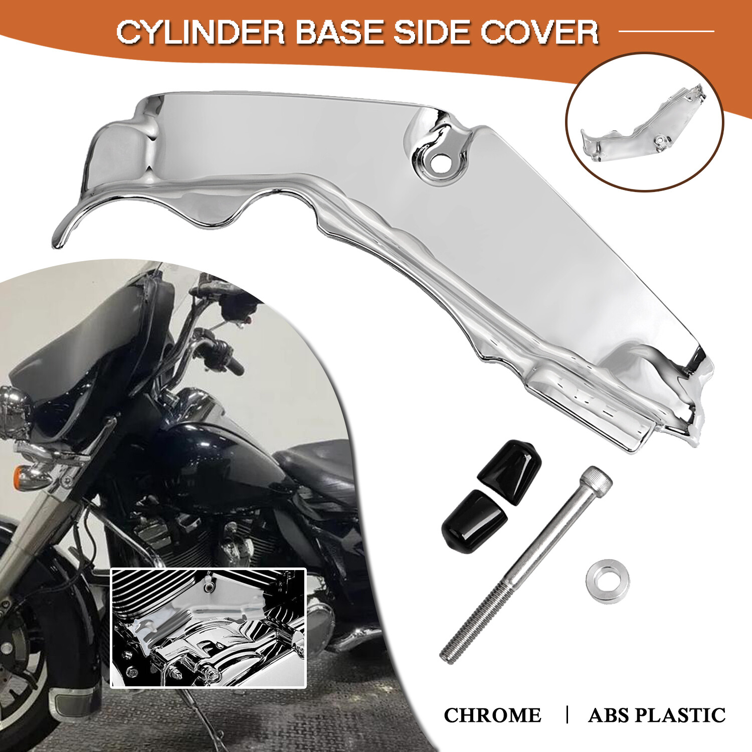 Chrome ABS Cylinder Base Side Cover For Harley Electra Street Tri Glide FLHTCUTG