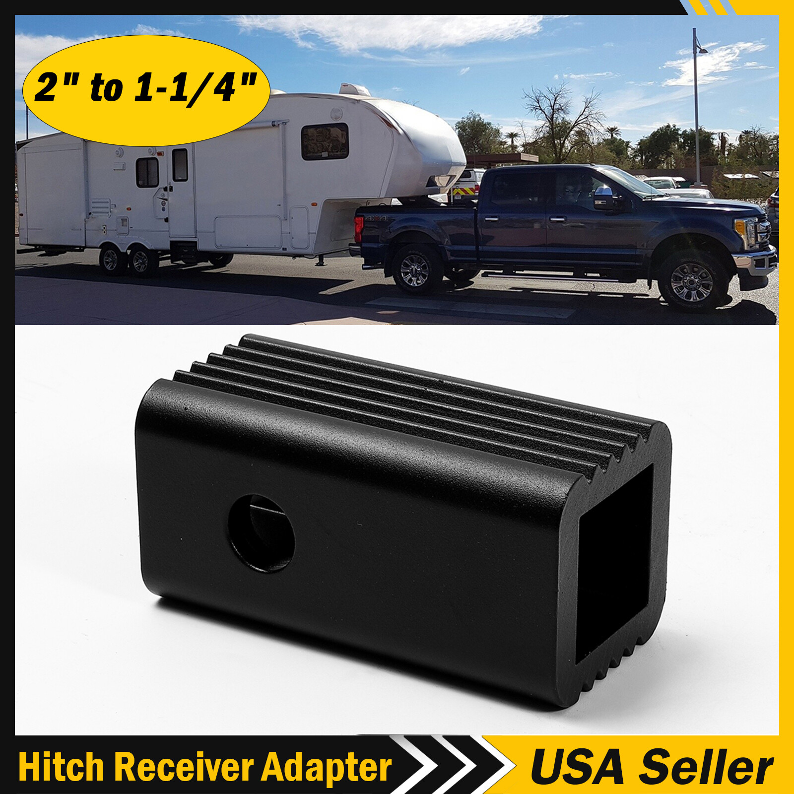 2 Inches To 1-1/4 Trailer Hitch Adapter 1.25 Insert Sleeve Receiver Converter
